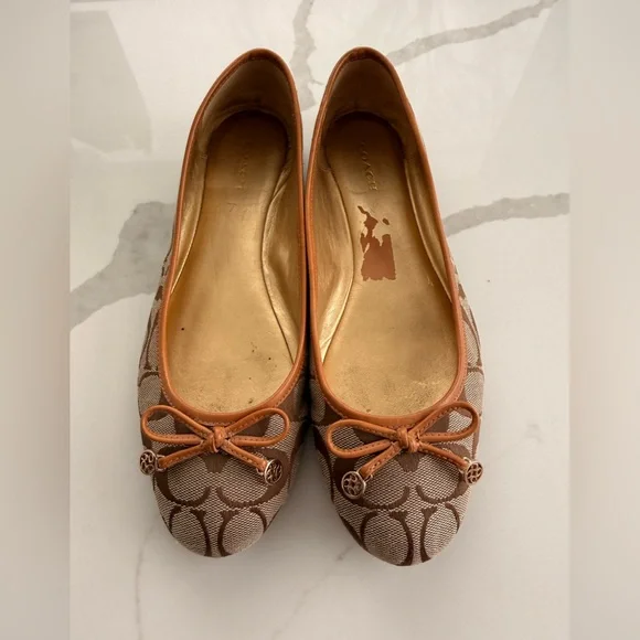 Coach Women's Brown Signature Ballet Flats-Size 9 - Picture 1 of 7